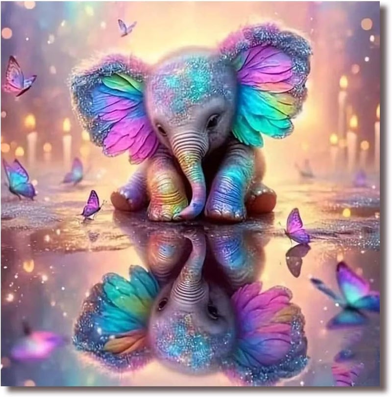 Tiwabb Elephant Stamped Cross Stitch Kits for Adults - Embroidery Kits for Beginners Adults,11 CT Patterns Dimensions Counted Cross Stitch Kits for Adults Arts Craft 14x14 in - Image 1